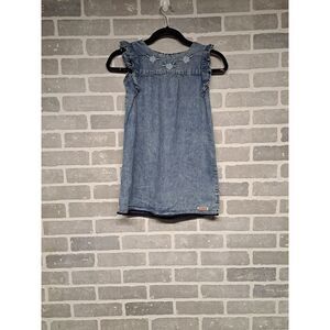 Hudson Girls Chambray Midi Dress, Denim Sleeveless, Embroidered, Size 6X